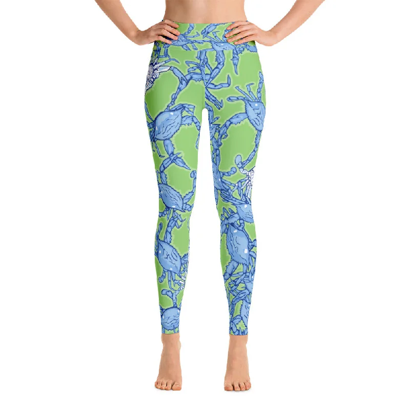 Bushel Of Crabs Yoga Leggings on Green