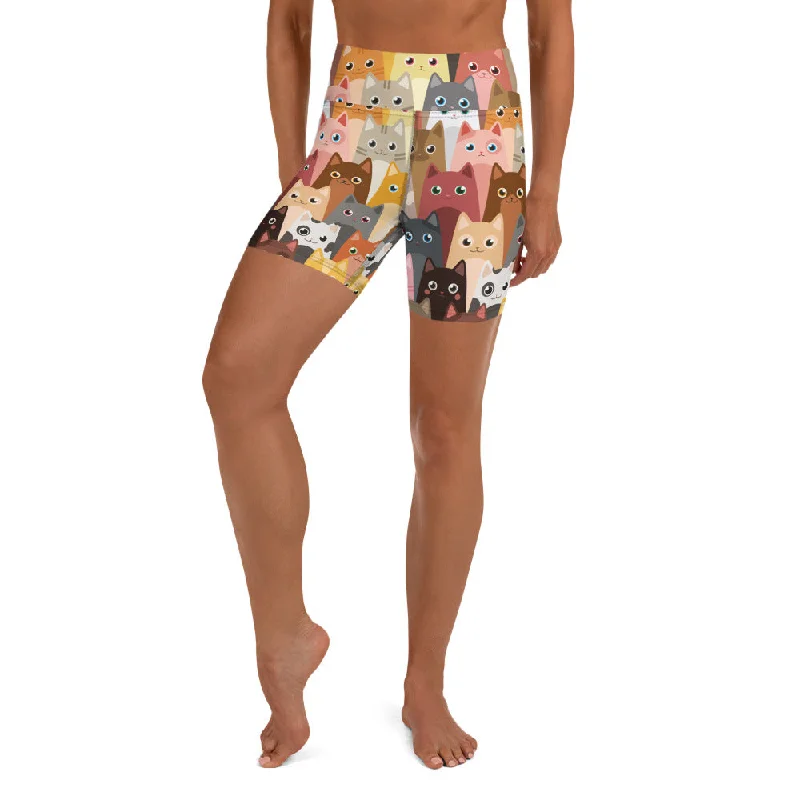 Cartoon Cats Yoga Shorts