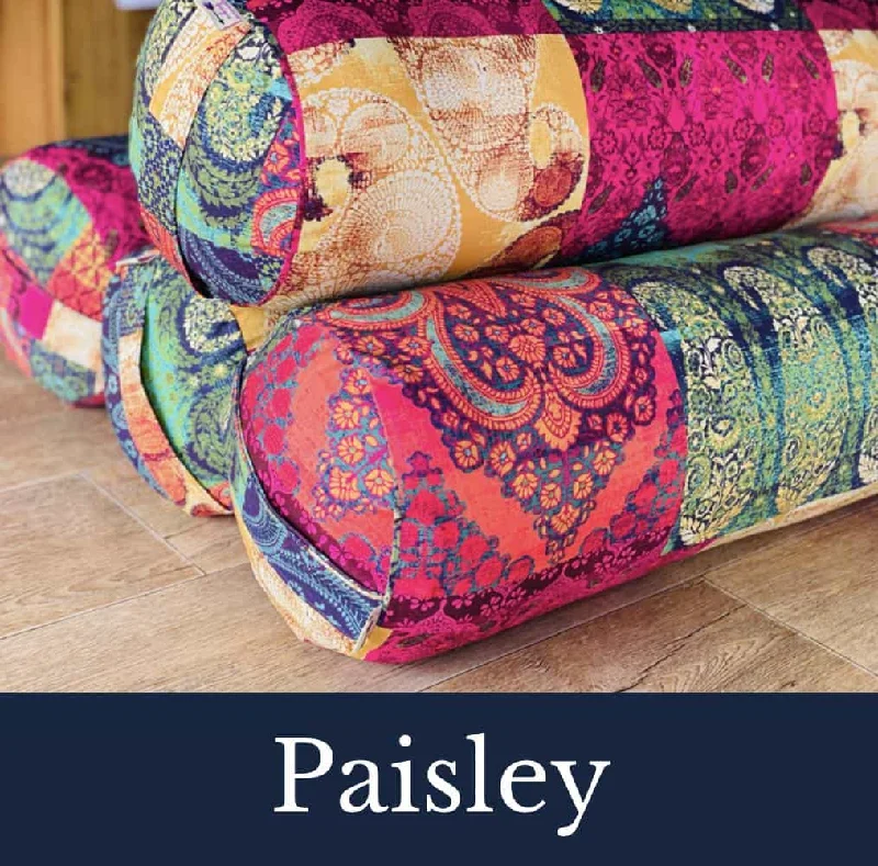 Complete Yoga Bolster set / meditations cushion and organic eye pillow - Paisley