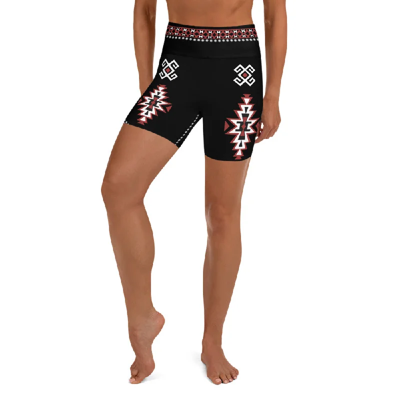 Cowgirl Red & Black Yoga Shorts