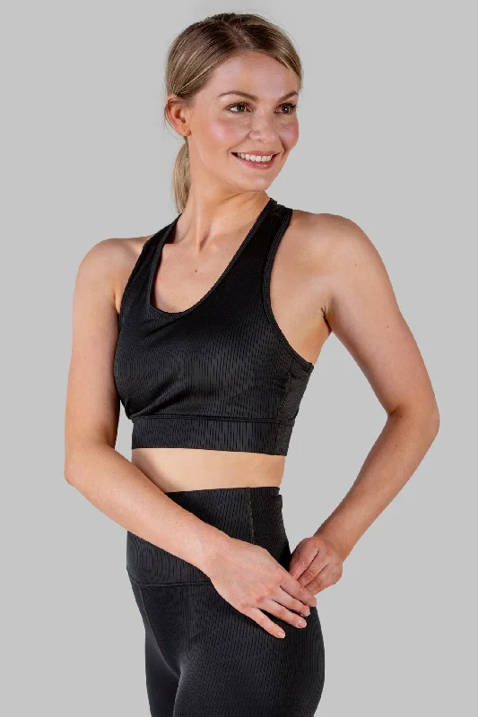 Down To Earth Supported Soft Silky Sport Bra - Black