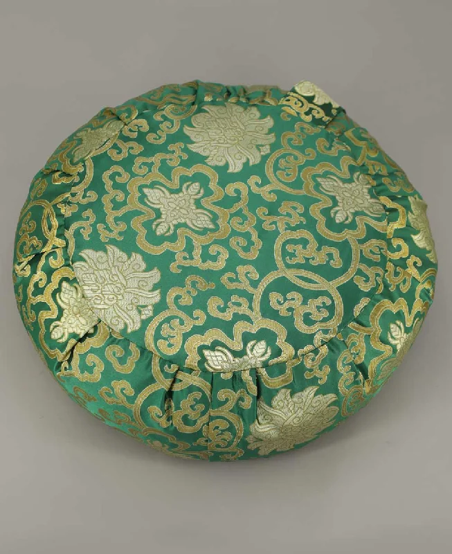 Green Brocade Zafu Meditation Cushion