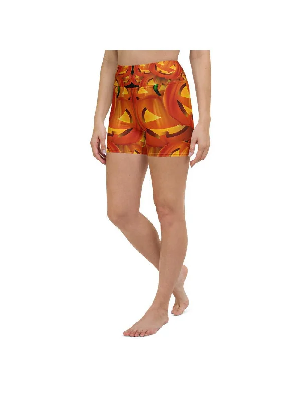 Halloween Pumpkin Yoga Shorts