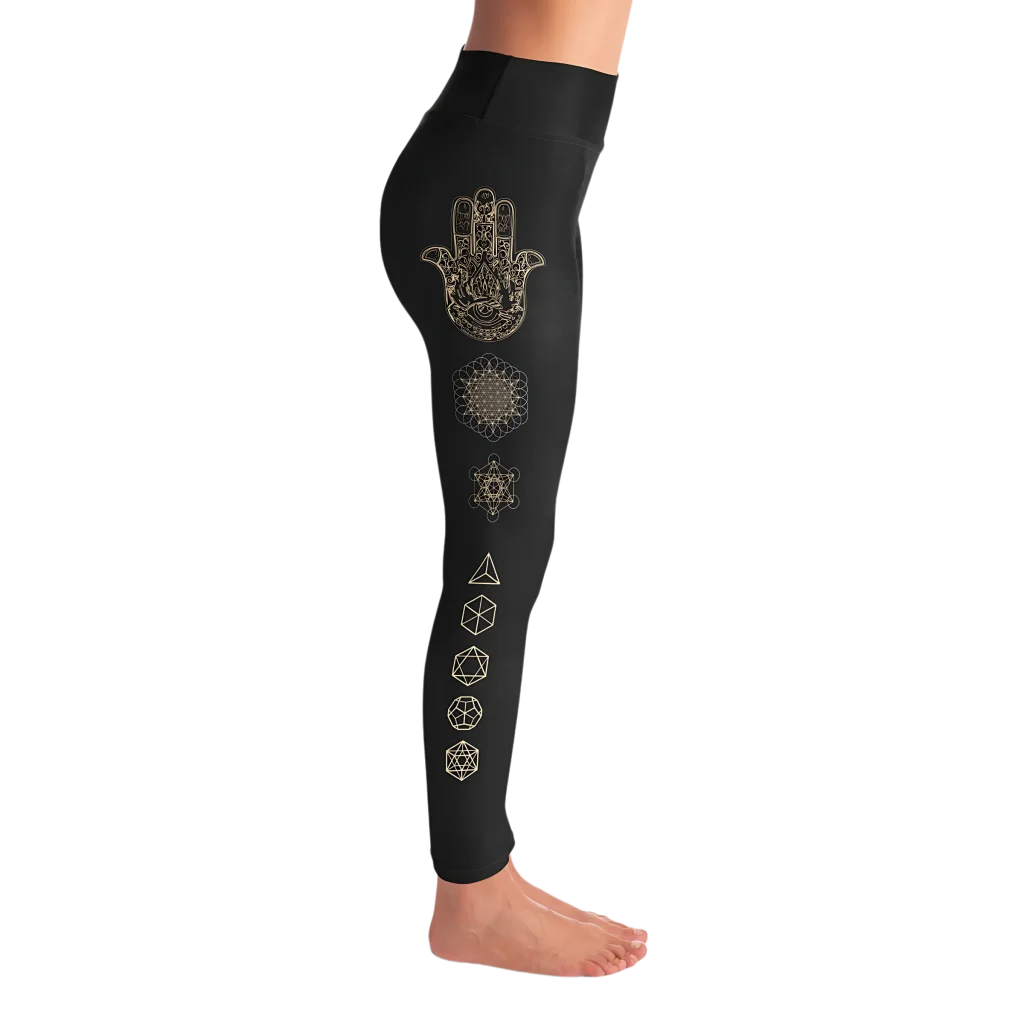 HAMSA HAND CHAKRA YOGA LEGGINGS WITH POCKET FOR SPIRITUALITY