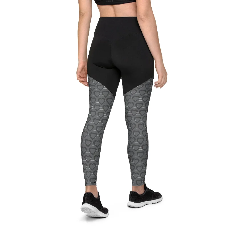 Heart Silver Chain Sports Leggings