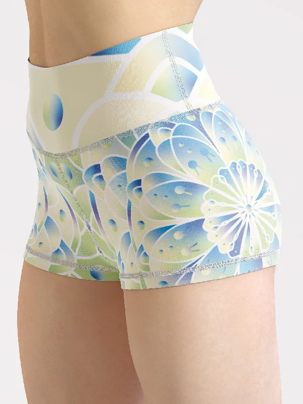 Indigo Ice Mandala Yoga Shorts