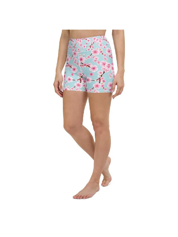 Japanese Cherry Blossom Yoga Shorts