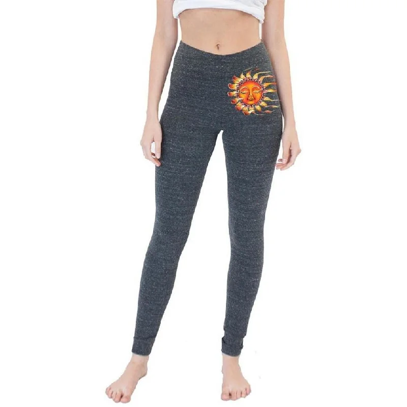 Ladies Triblend Spandex Leggings - Sleeping Sun (hip print) - Made in USA