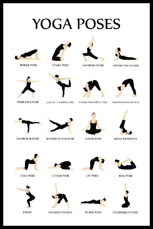 Laminated Workout Posters For Home Gym Yoga Poses