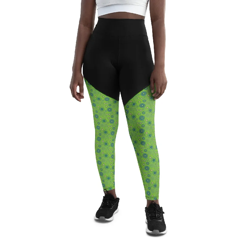 Lime Blue Pendant Sports Leggings