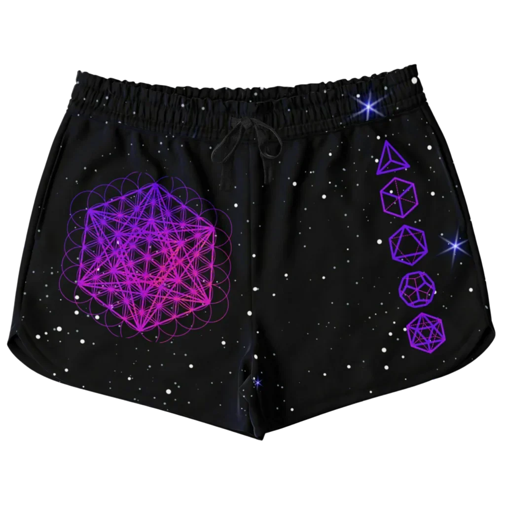 METATRON'S CUBE SACRED GEOMETRY LOOSE YOGA SHORTS FOR WOMEN