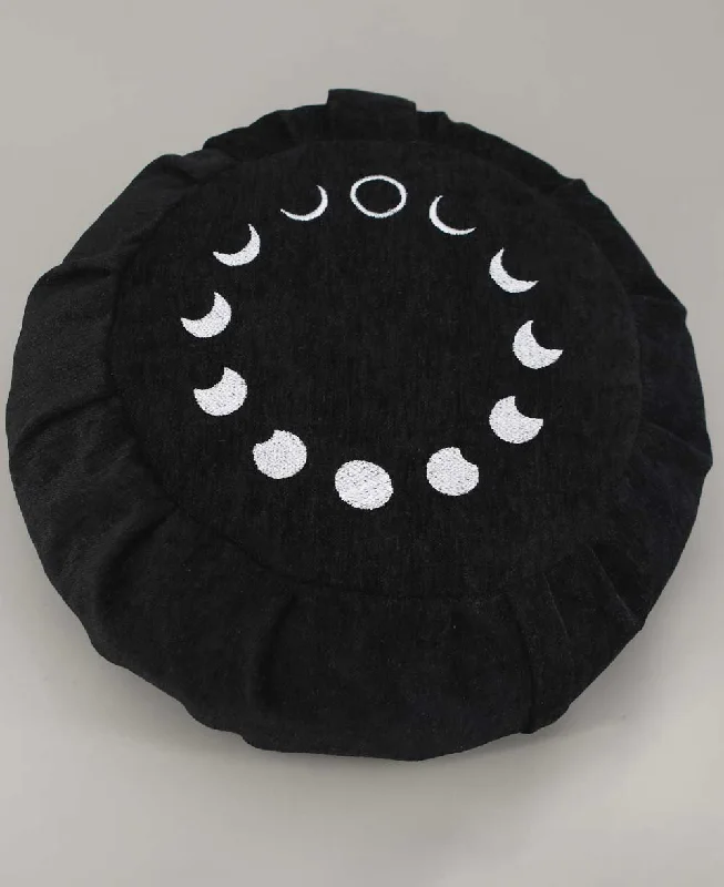 Moon Phase Black Zafu Meditation Cushion