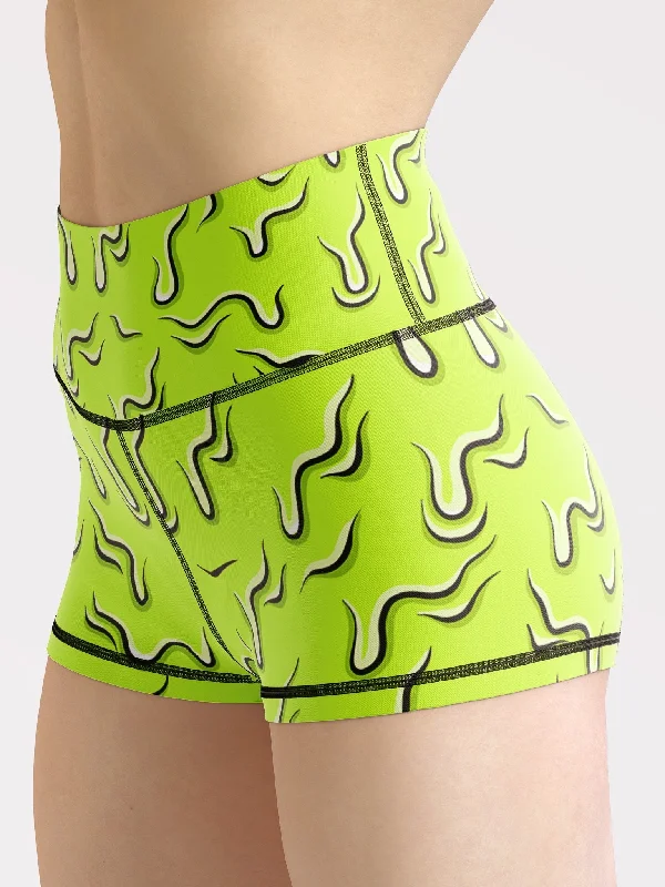 Neon Drippy (Green) Yoga Shorts