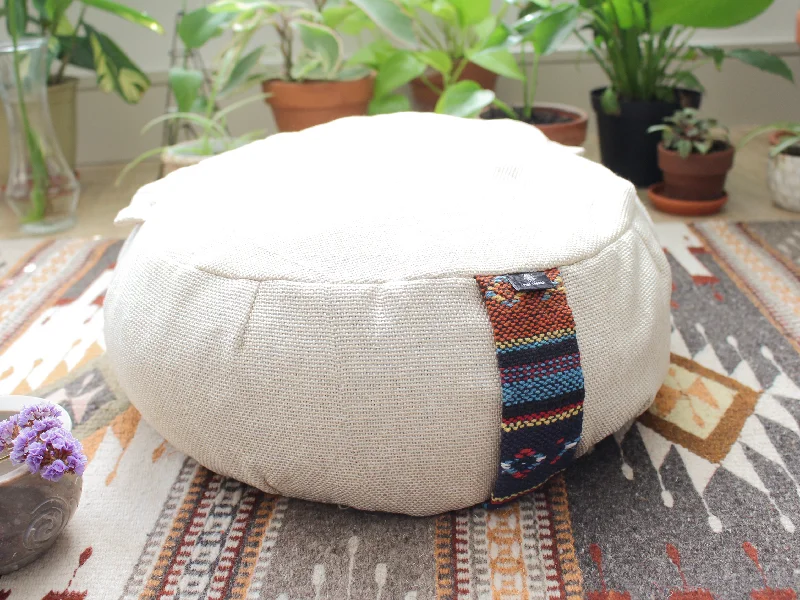 Nirvana 18" Chiffon White Round Buckwheat Zafu Cushion