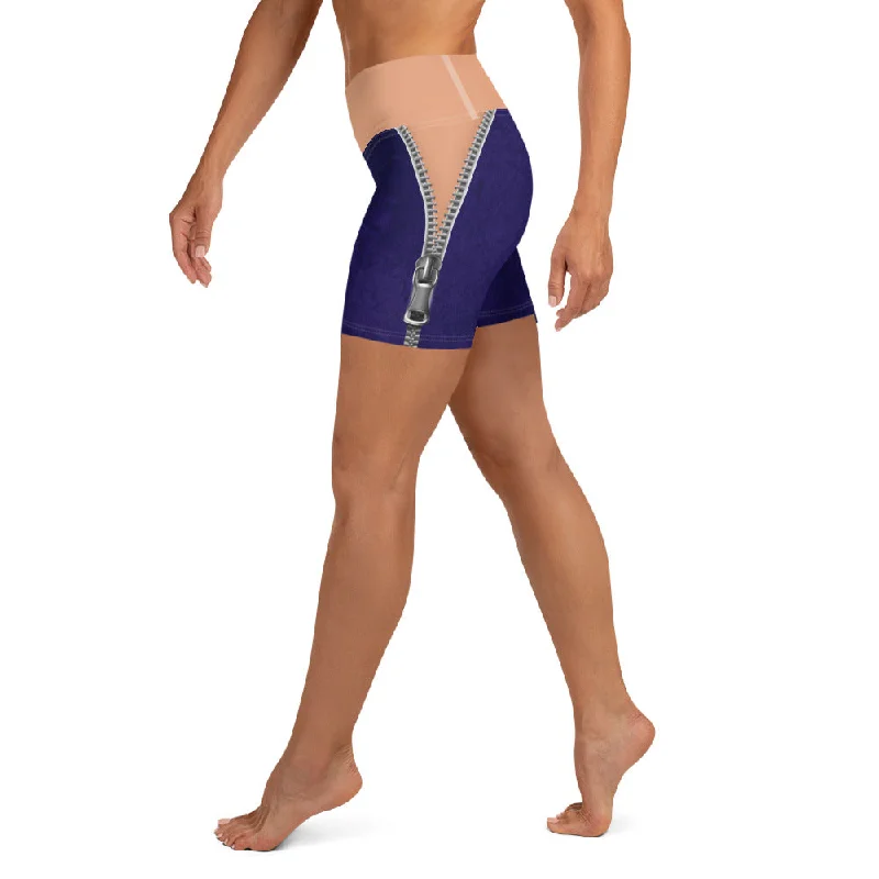 Open Zipper Yoga Shorts