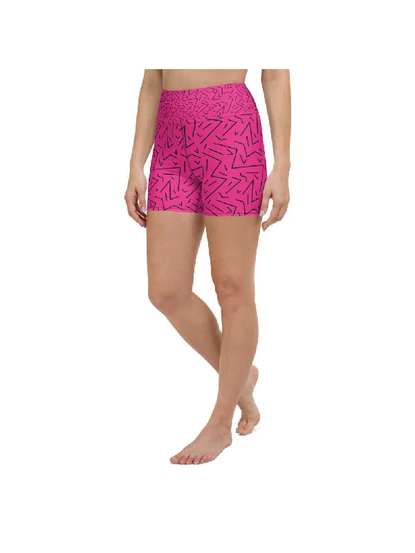 Pink Black Line Yoga Shorts