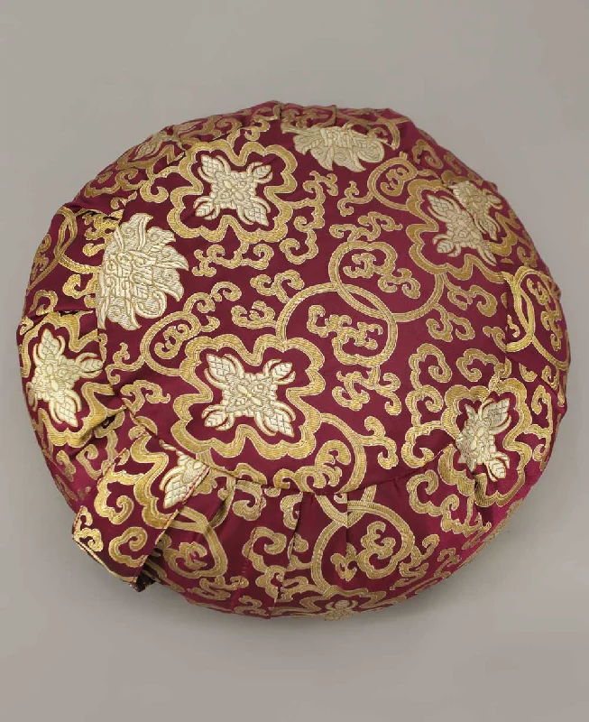 Plum Purple Brocade Zafu Meditation Cushion