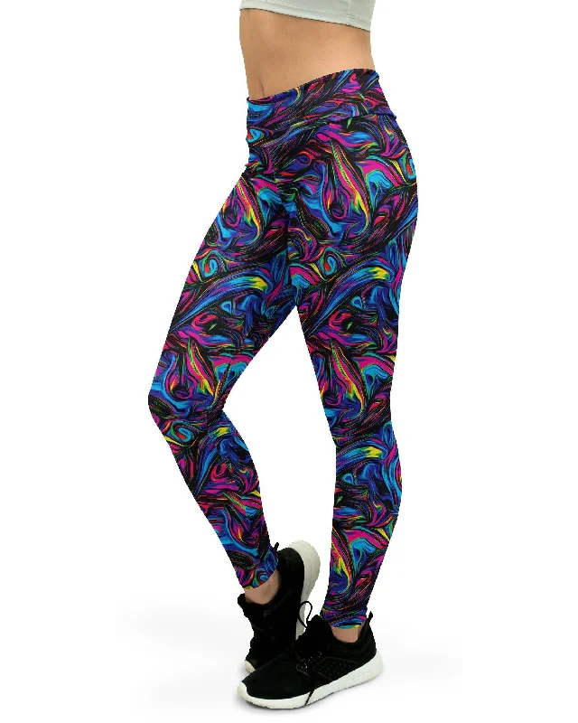 Psychedelic Neon Paint Yoga Pants