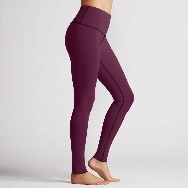 Solid Berry High Waist Reversible Womens Leggings