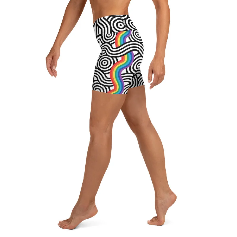 Rainbow Lines Yoga Shorts