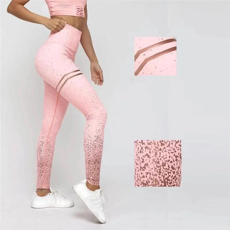 Running Women Print Yoga Pants Training Fitness Gym Leggings Breathable High Waist Leggings Super-Elastic Slim Sport Pants