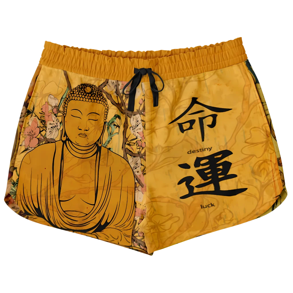 SERENE BUDDHA SAKURA LOOSE YOGA SHORTS WITH POCKETS