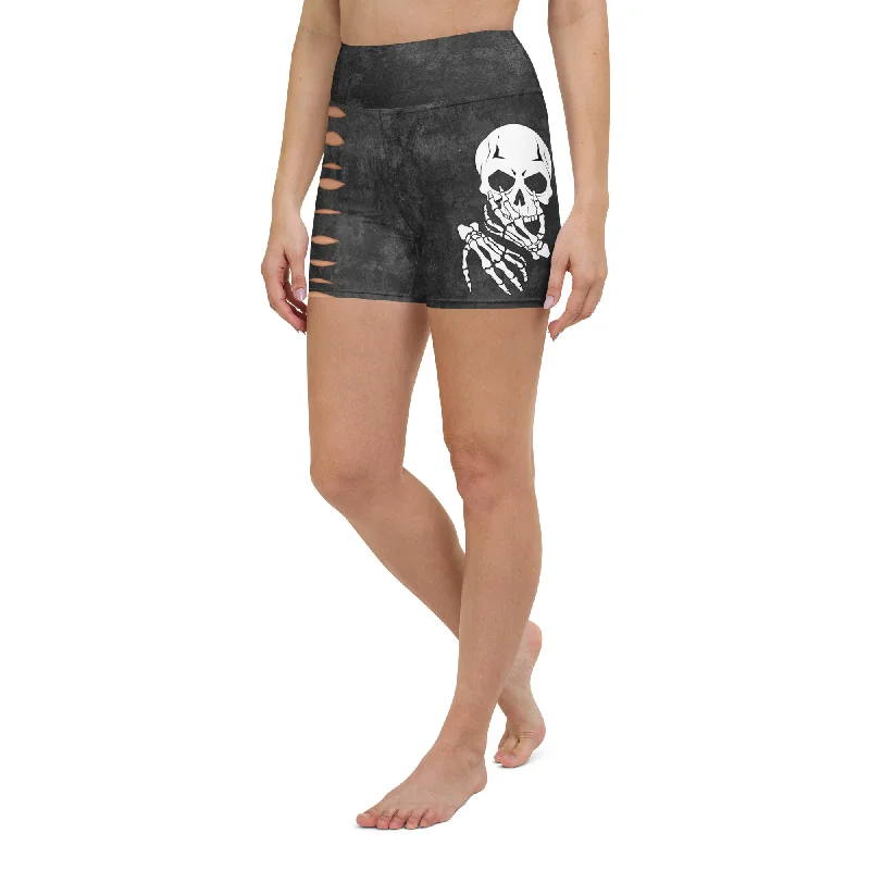 Skeleton 3D Cut Out Effect Yoga Shorts