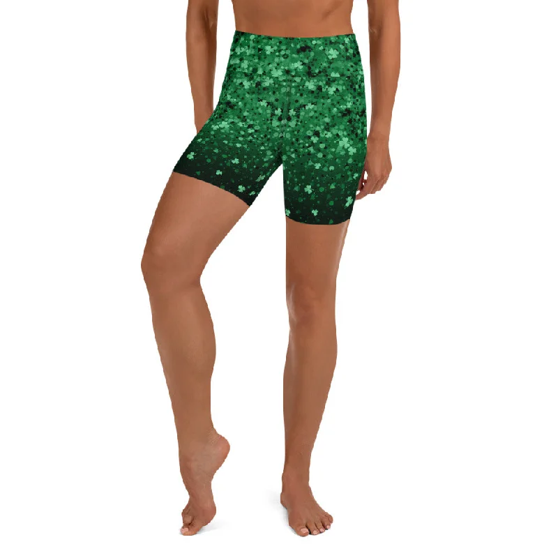 St. Patrick's Day Glitter Print Yoga Shorts