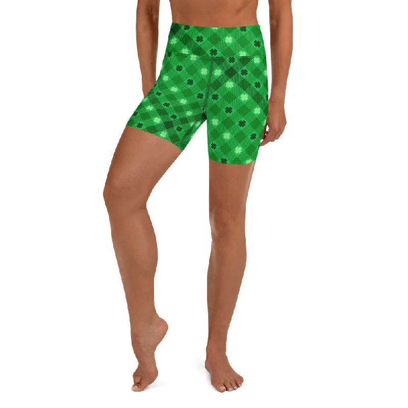 St. Patrick's Day Plaid Yoga Shorts