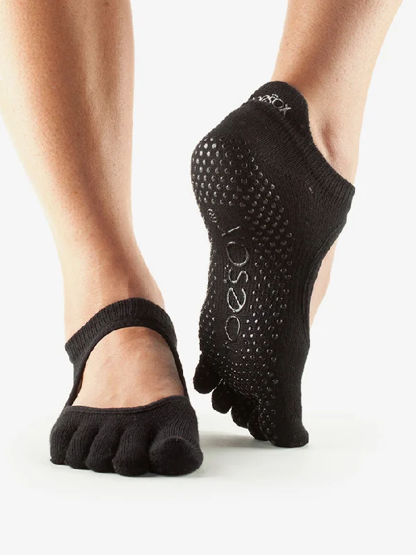 ToeSox Full Toe Bellarina Grip Socks - Black