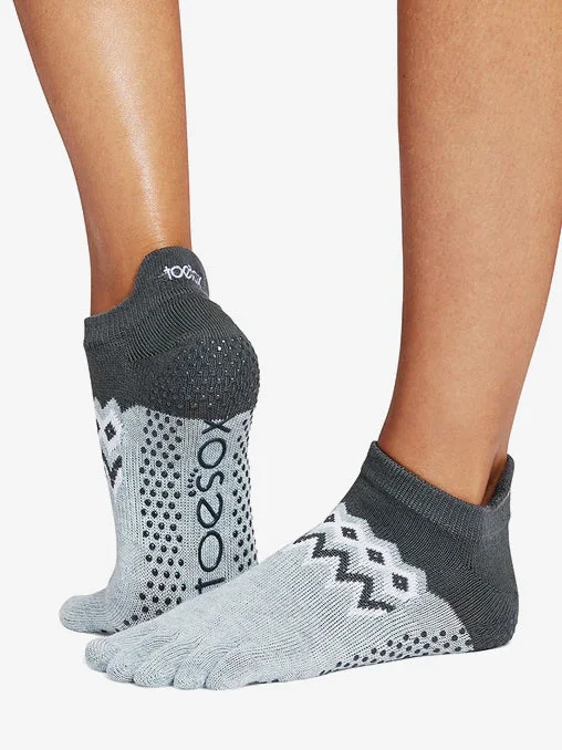 ToeSox Full Toe Low Rise Grip Socks - Peaks