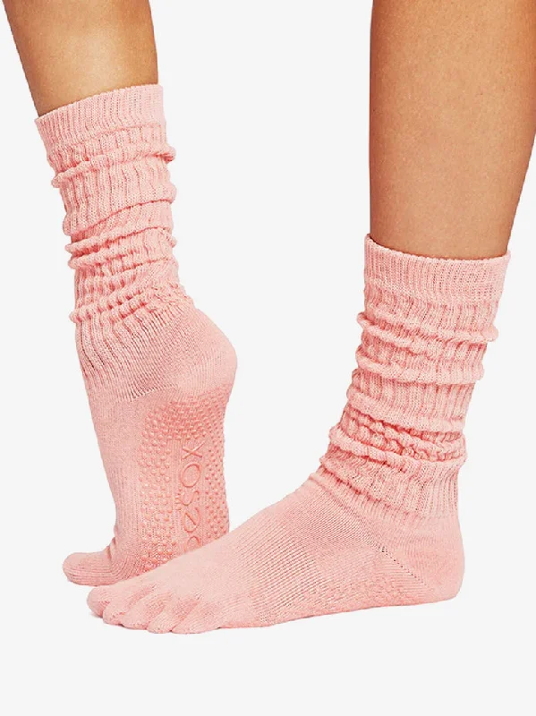 ToeSox Full Toe Slouch Grip Socks - Blaze