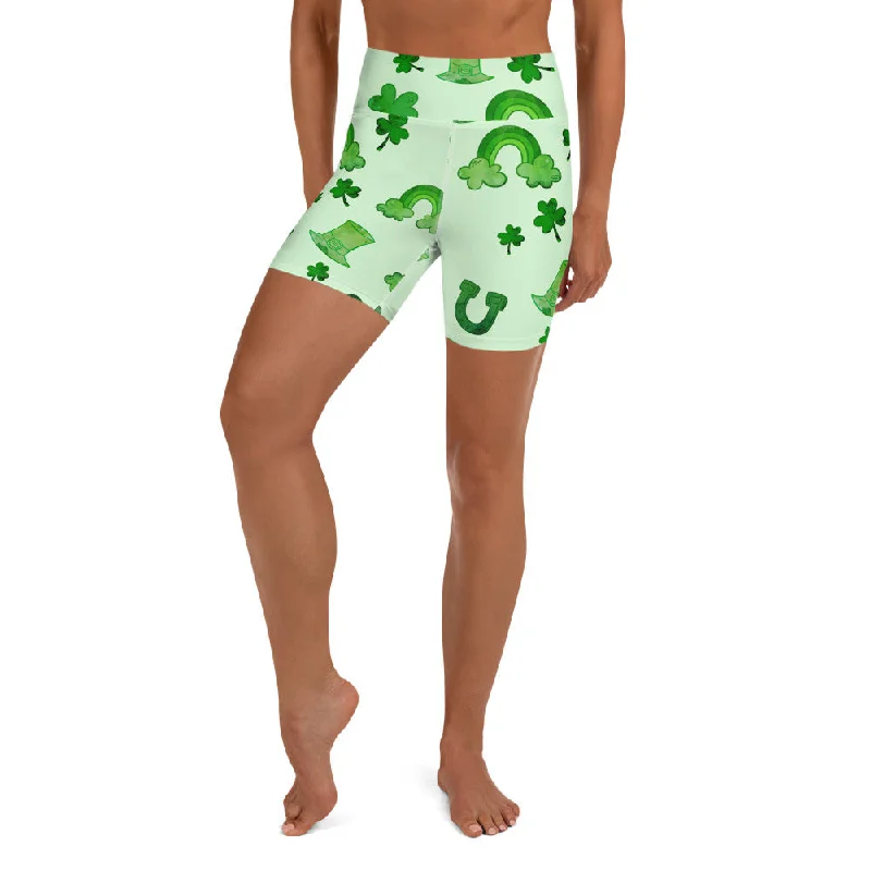 Watercolor St. Patrick's Day Yoga Shorts