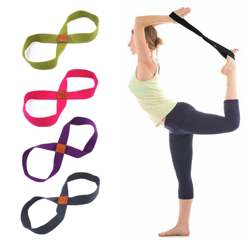 Women Yoga Stretch Strap Belt 8-shaped Yoga Pull Up Belt Rope for Wrist Waist Leg Training Gym Accessories Fitness Equipment