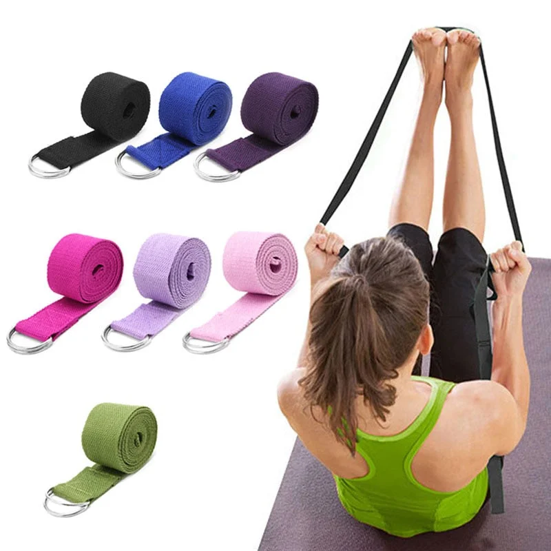 Women Yoga Stretch Strap Multi-Colors D-Ring Belt Fitness Exercise Gym Rope Figure Waist Leg Resistance Fitness Bands Yoga Belt