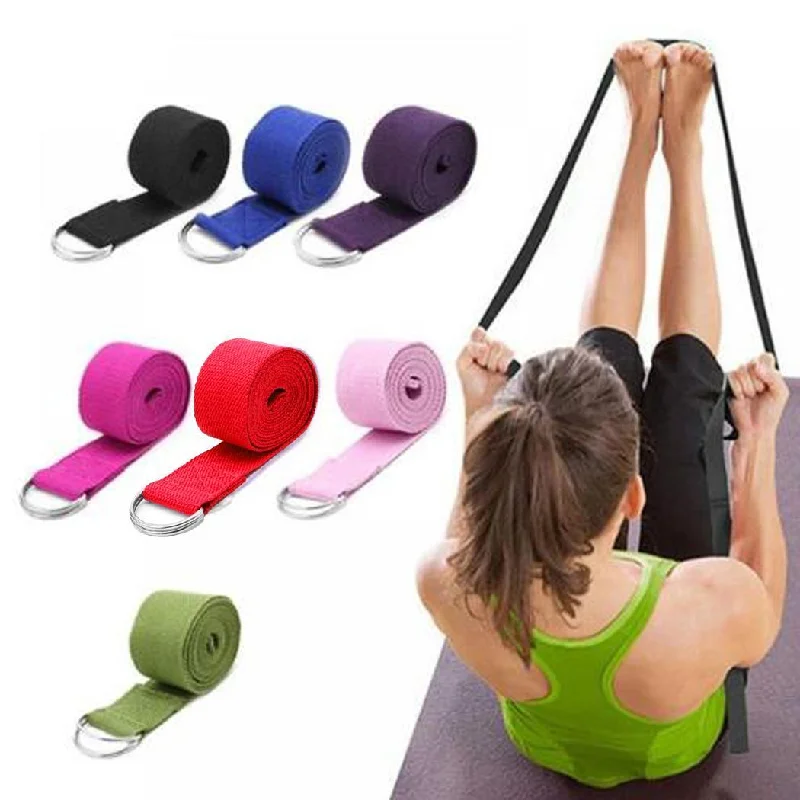 Women Yoga Stretch Strap Yoga Belt Multi-Colors D-Ring Belt Fitness Exercise Gym Rope Figure Waist Leg Resistance Fitness Bands