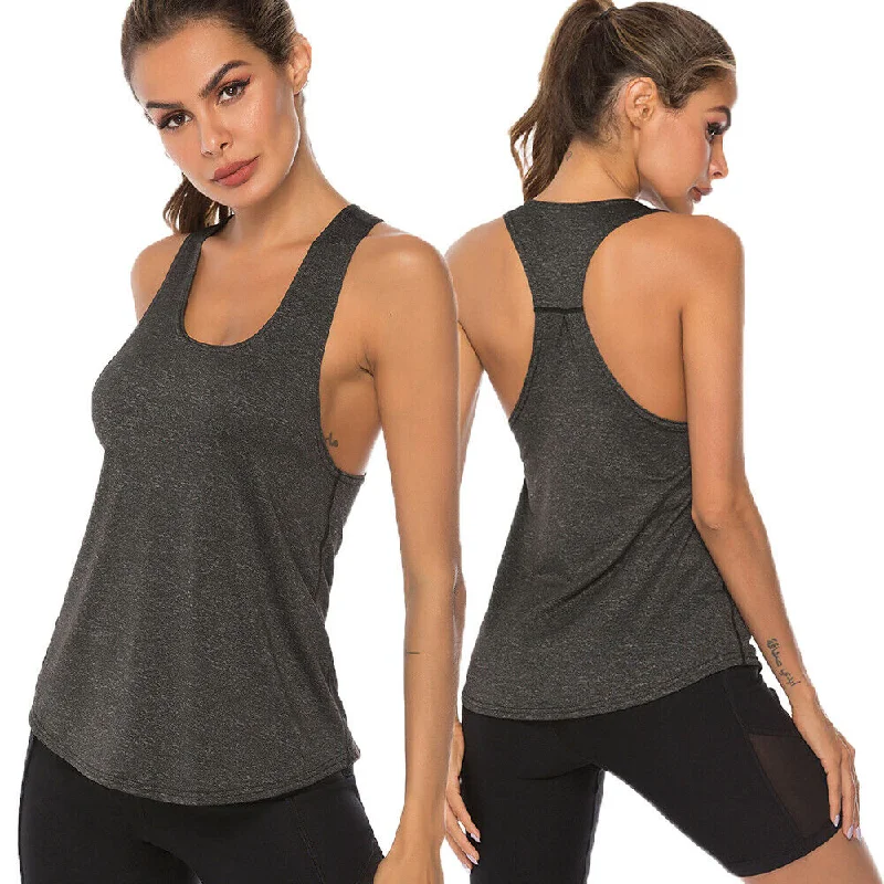 Women's Sleeveless O Neck Sports Vest Base Layer Top Stretch Moisture Wicking Breathable Fitness Gym Yoga Shirts