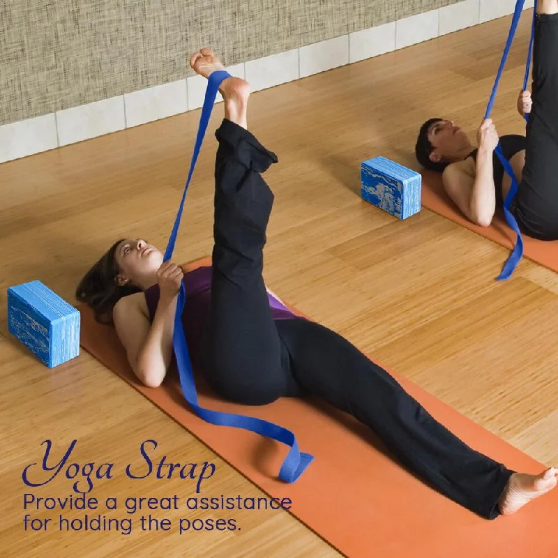 Yoga Blocks 2 Pack Plus Yoga Strap with Metal D-Ring