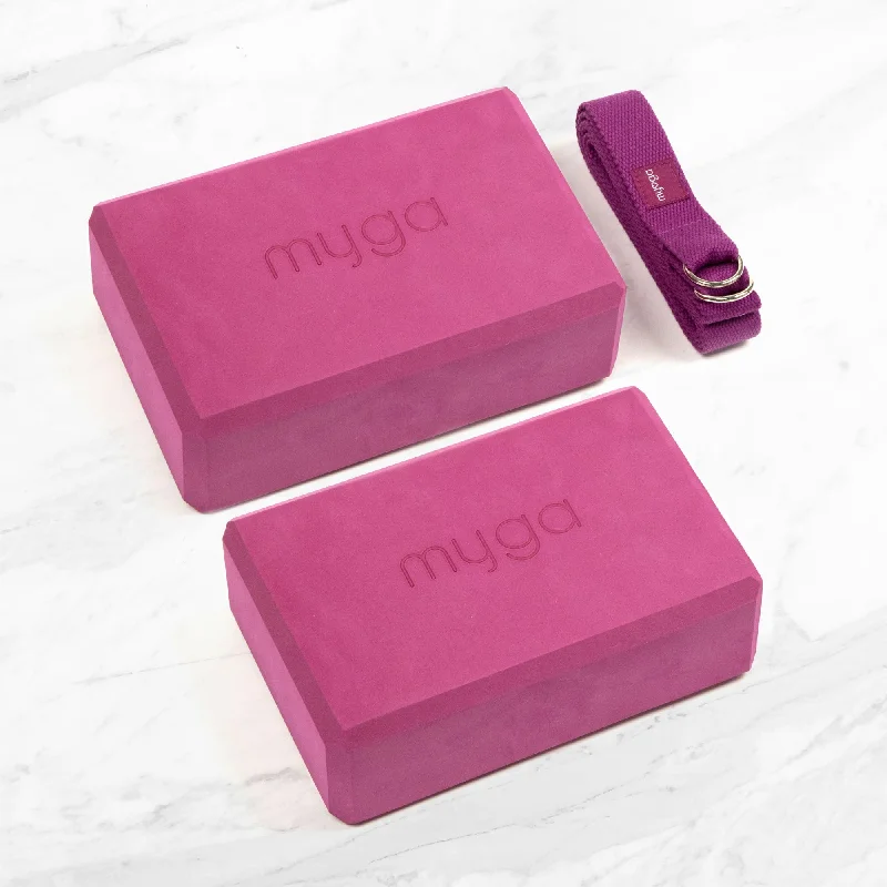 Yoga Blocks & Strap Set - Plum