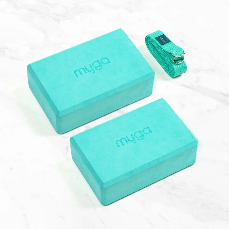 Yoga Blocks & Strap Set - Turquoise