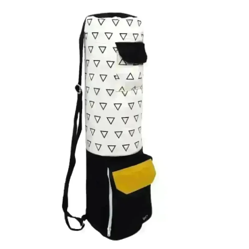 Yoga Mat Bag Fair Trade Certified Organic Cotton - White / Black Triangle