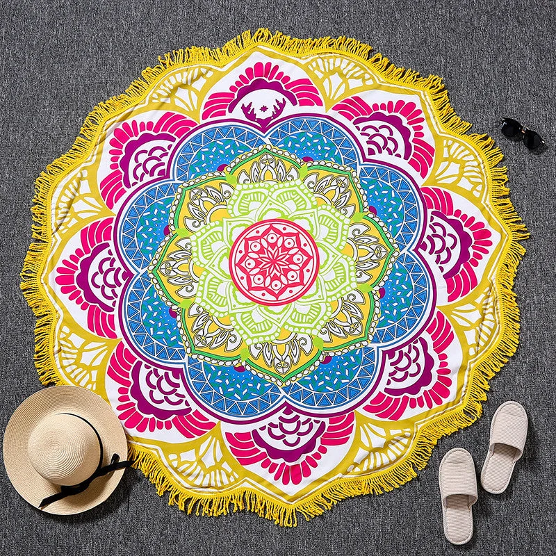 Lotus Pattern Round Yoga Meditation Towel/Mat