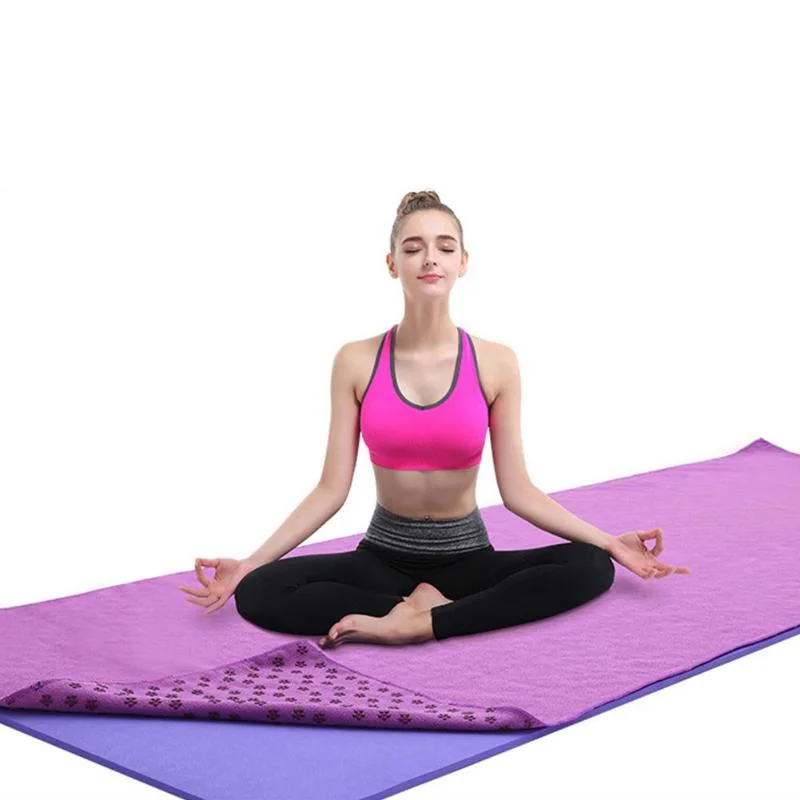 Non Slip Cotton Yoga Mat Cover Rug Plum Dot Resin Towel Blanket for Sport Fitness Exercise Pilates Workout